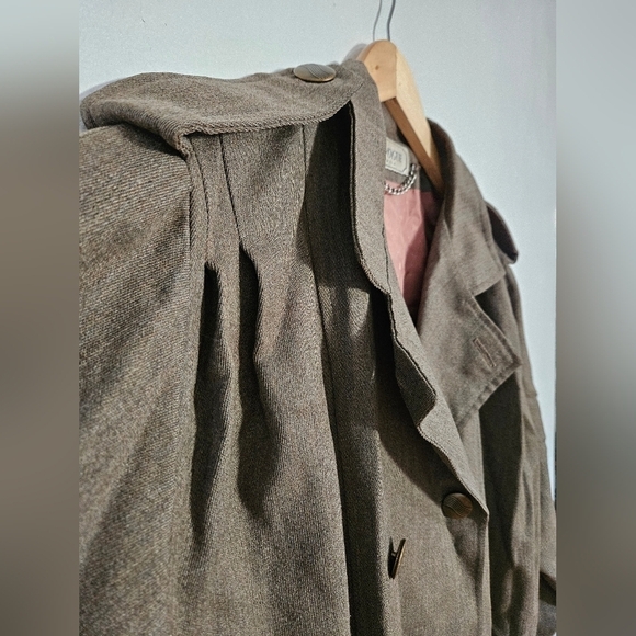 VTG LA VOGUE Brown Wool Trenchcoat - Picture 4 of 10